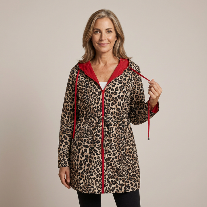 Nicola – Reversible Hooded Coat with Leopard Lining