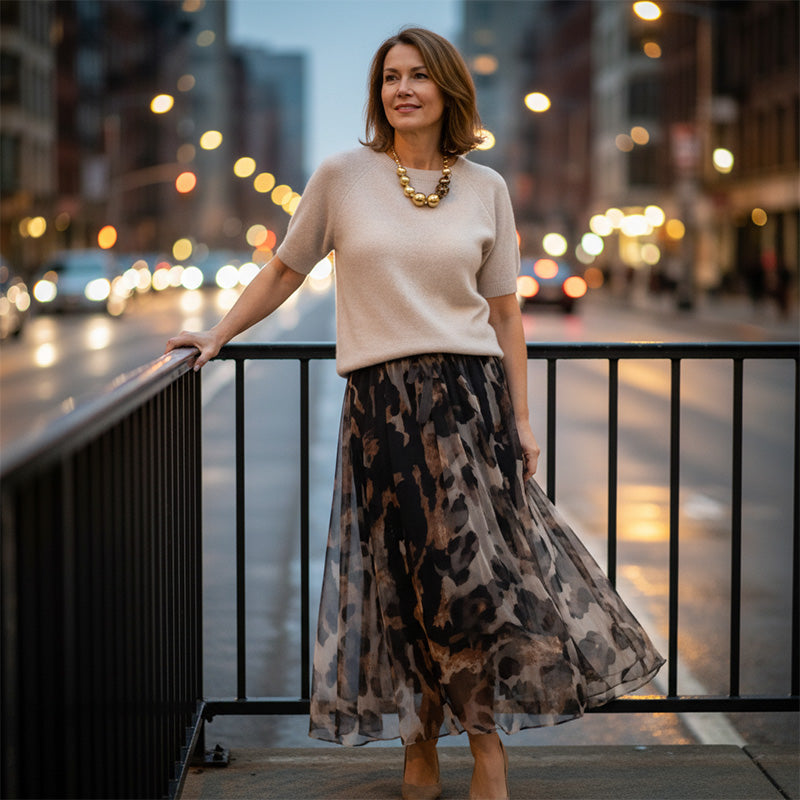 Precious | Leopard Flowy Skirt and Jumper Set