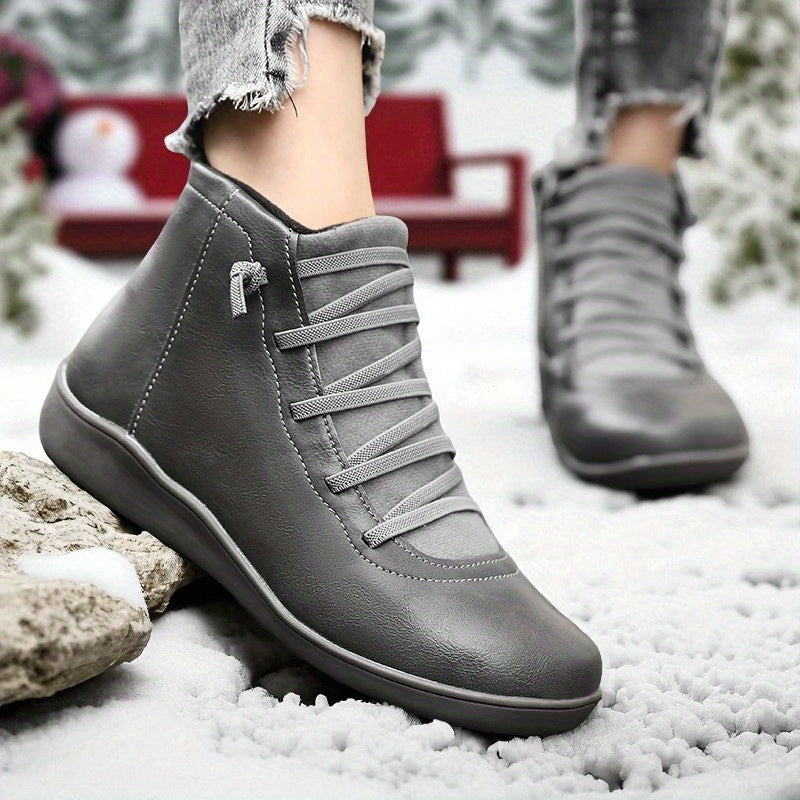 Mavis – Lace-Up Ankle Boots with Side Zip