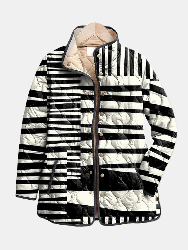 Cordelia – Striped Quilted Snap-Front Jacket