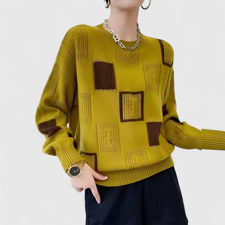 Maud – Openwork Knit Patchwork Jumper