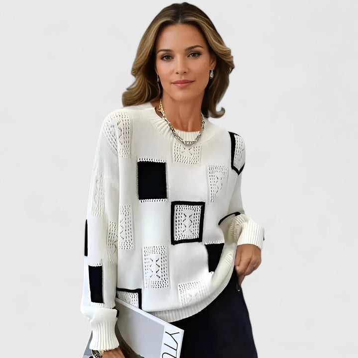 Maud – Openwork Knit Patchwork Jumper