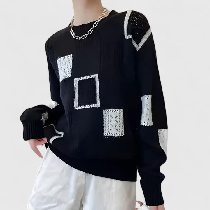 Maud – Openwork Knit Patchwork Jumper