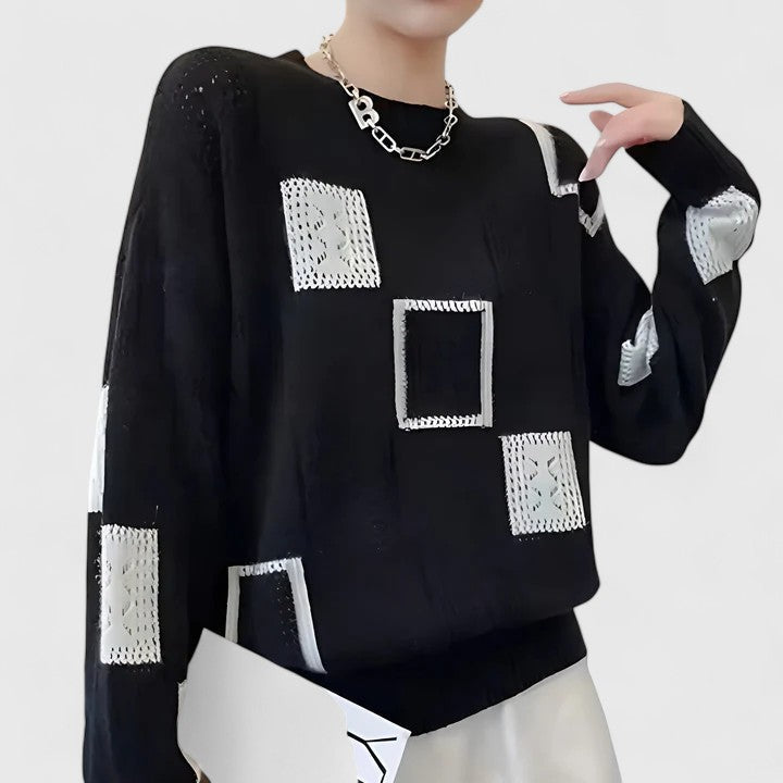 Maud – Openwork Knit Patchwork Jumper