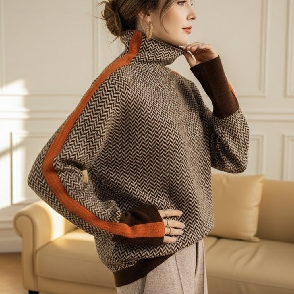 Zara – Herringbone Turtleneck Knit Jumper