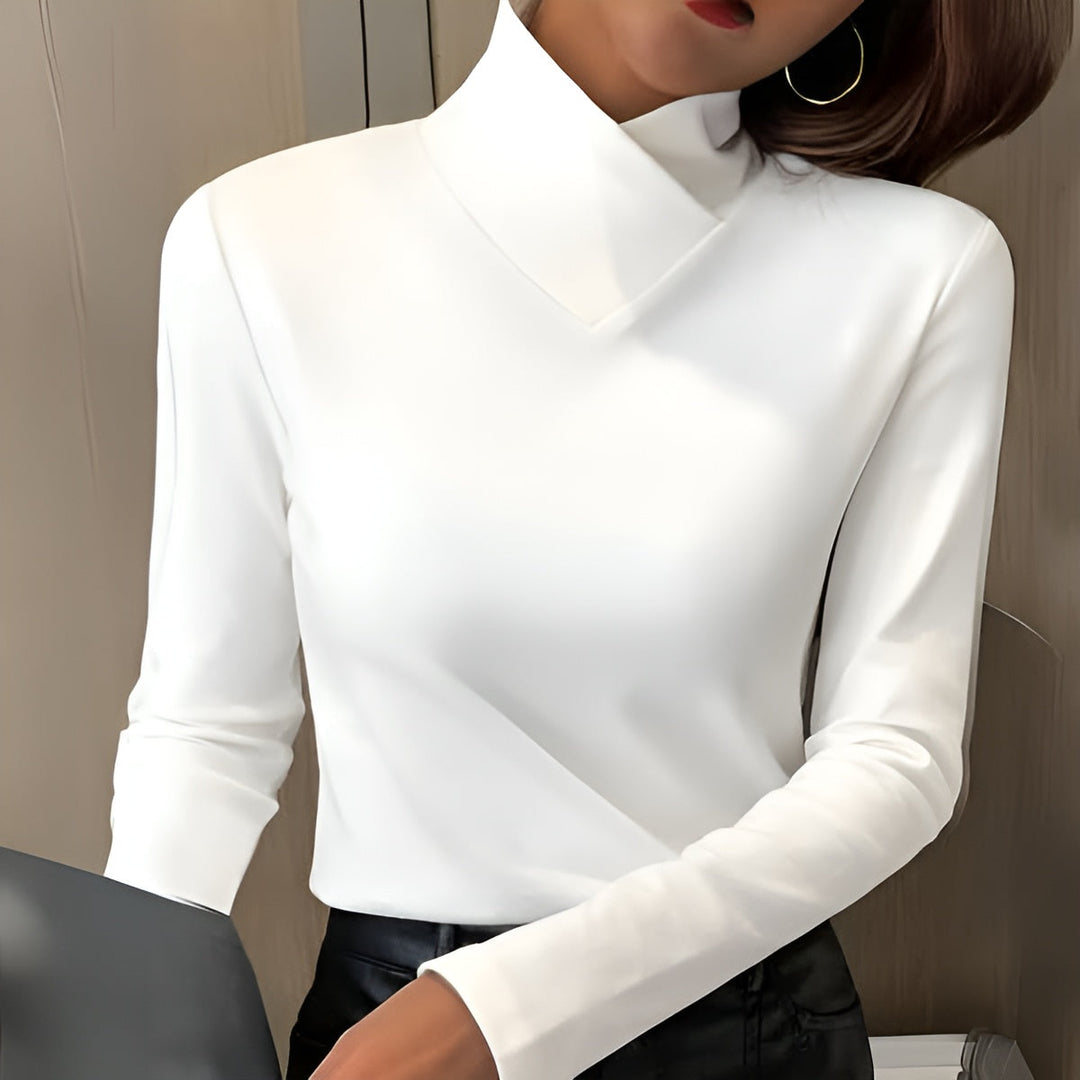 Vivien – Elegant High-Neck Long Sleeve Top