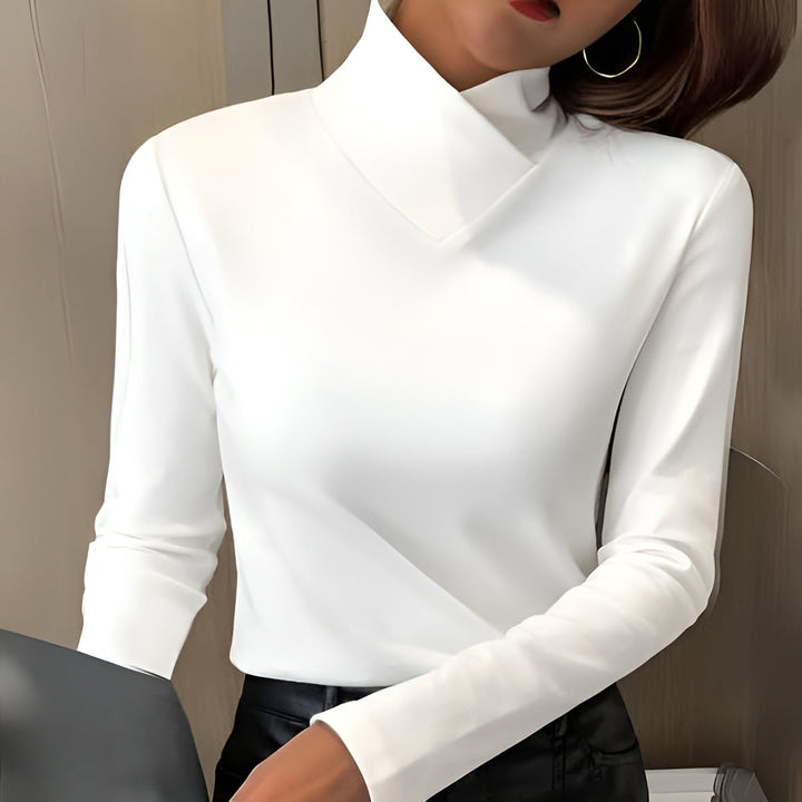 Vivien – Elegant High-Neck Long Sleeve Top