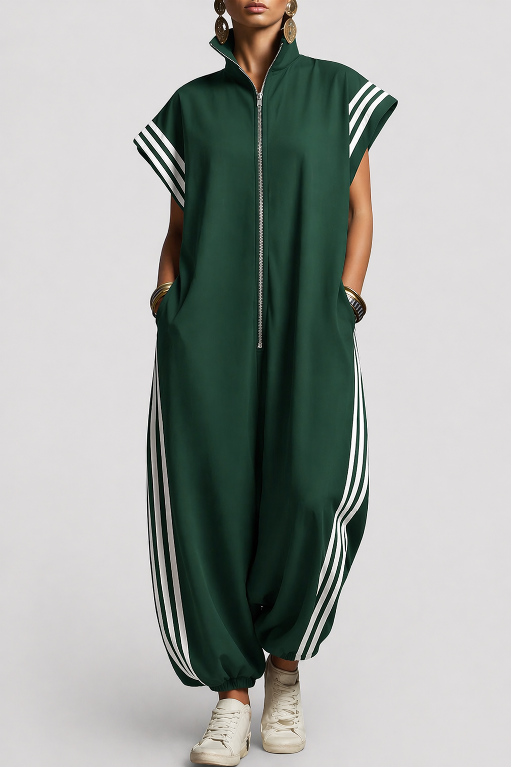 Sorcha – Relaxed Zip-Up Striped Jumpsuit