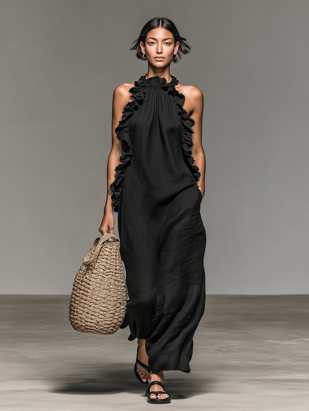 Betty – Ruffle Halter Maxi Dress