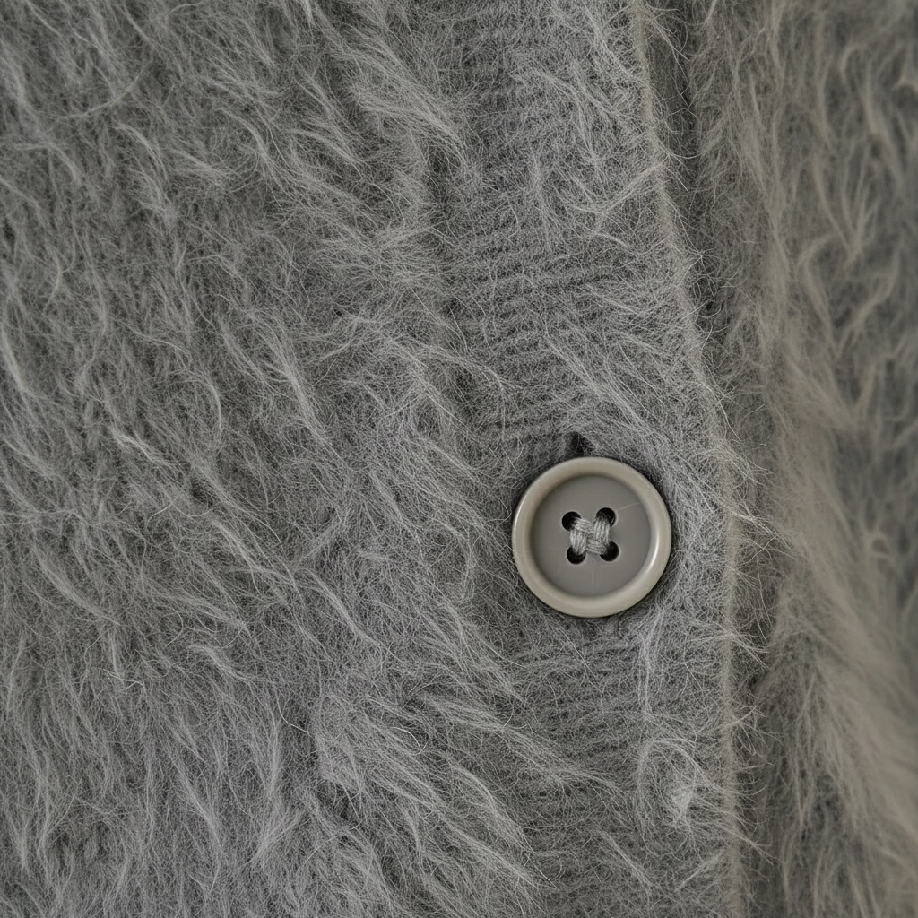 Barbara – Fluffy V-Neck Button-Up Cardigan