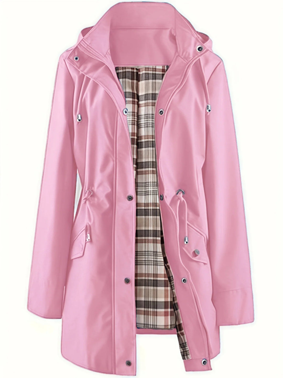 Camilla – Hooded Raincoat with Checked Lining