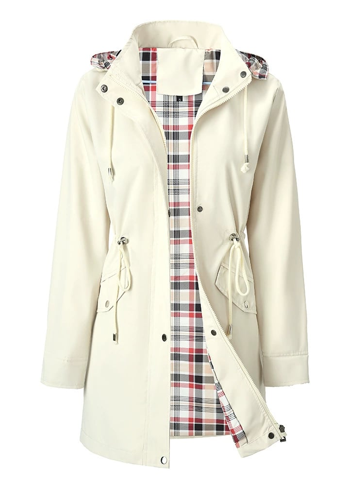Camilla – Hooded Raincoat with Checked Lining