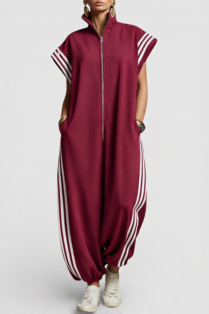 Sorcha – Relaxed Zip-Up Striped Jumpsuit