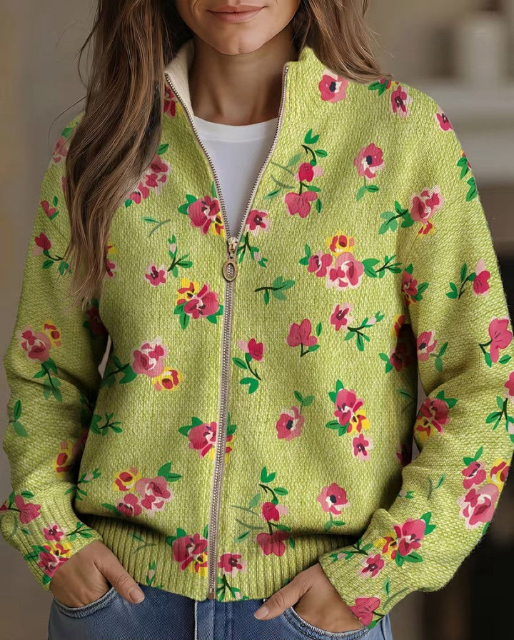 Honora – Floral Print Zip-Up Jacket