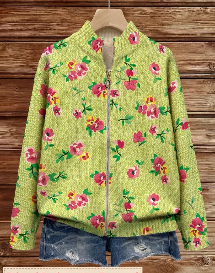 Honora – Floral Print Zip-Up Jacket