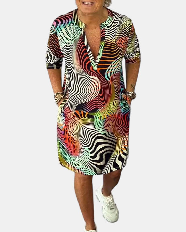 Celine | Colourful V-Neck Dress
