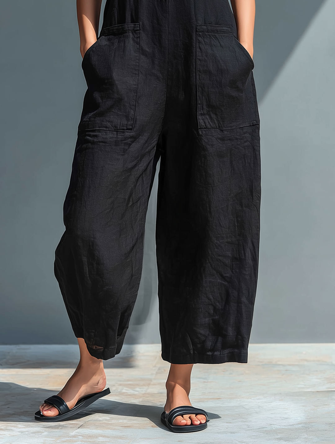 Tamsin – Relaxed Linen-Look Sleeveless Jumpsuit