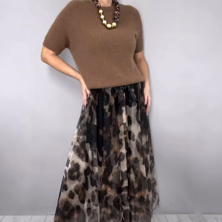 Precious | Leopard Flowy Skirt and Jumper Set