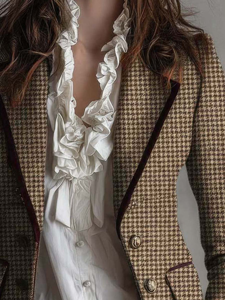 Aoife – Houndstooth Tweed-Look Tailored Blazer