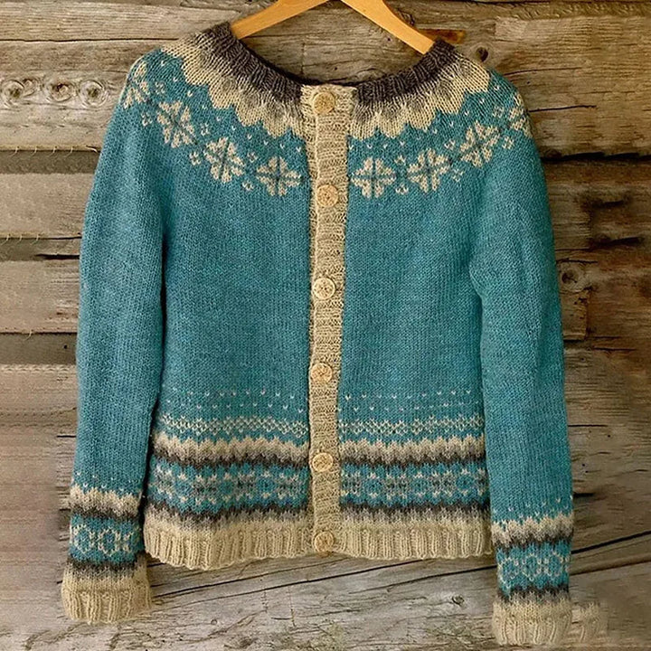 Linda – Fair Isle Knit Button-Up Cardigan