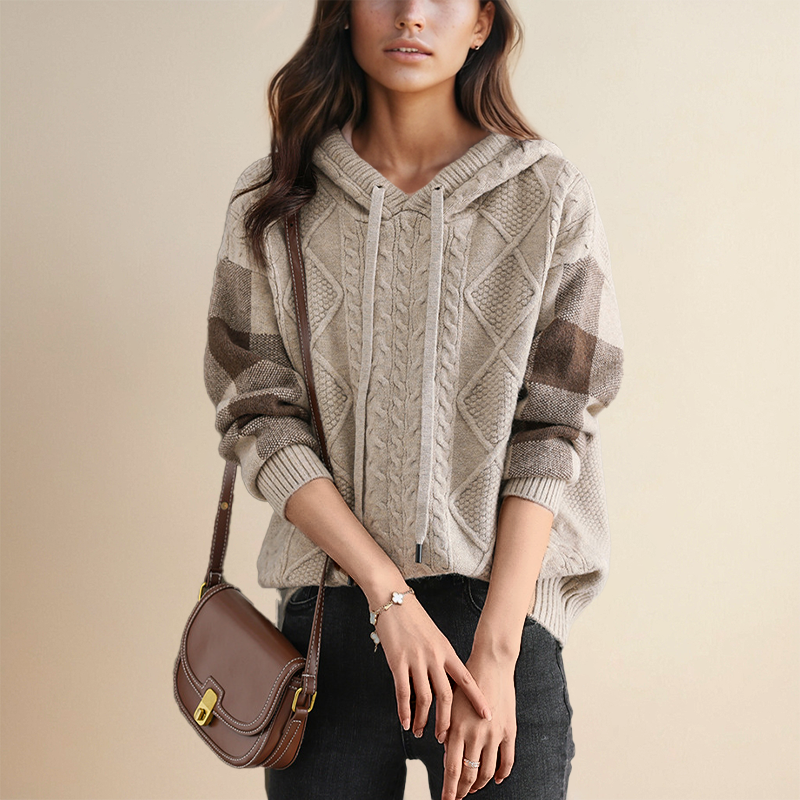 Veronica – Cable Knit Hooded Jumper