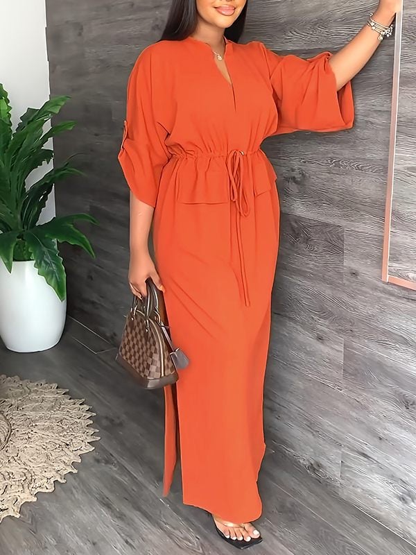 Esme – Drawstring Waist Casual Maxi Dress