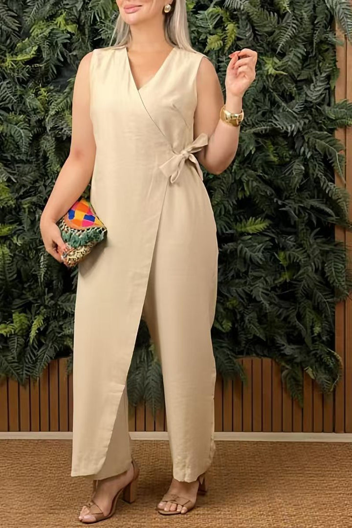 Joan – Wrap Front Sleeveless Jumpsuit
