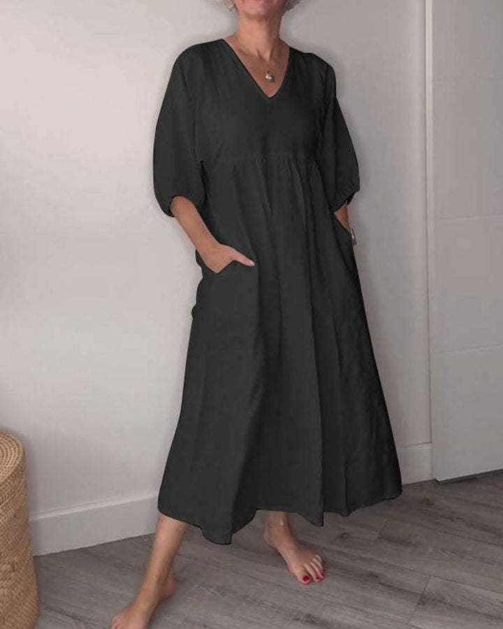 Clodagh – Relaxed V-Neck Midi Dress