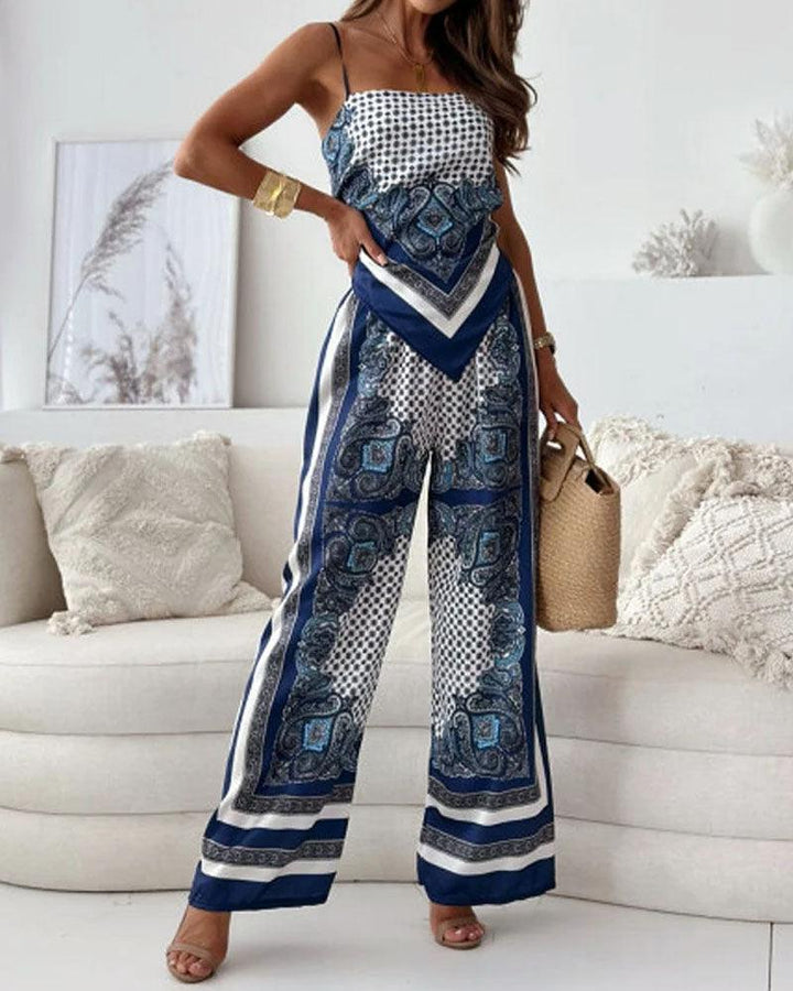 Carolanne | Holiday Ready Stylish Lace-Up Vest & Trousers Two-Piece Set Dress