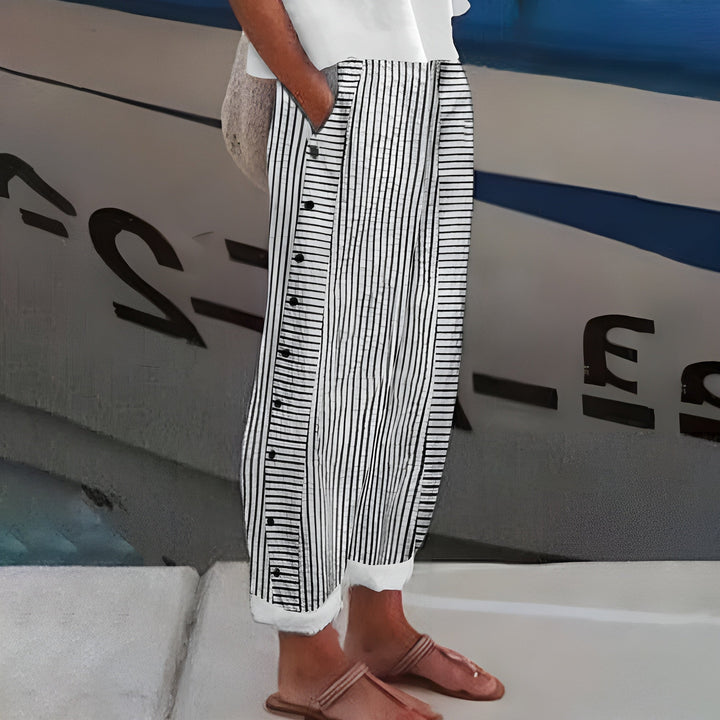 Hilary – Striped Straight-Leg Pants with Side Pockets
