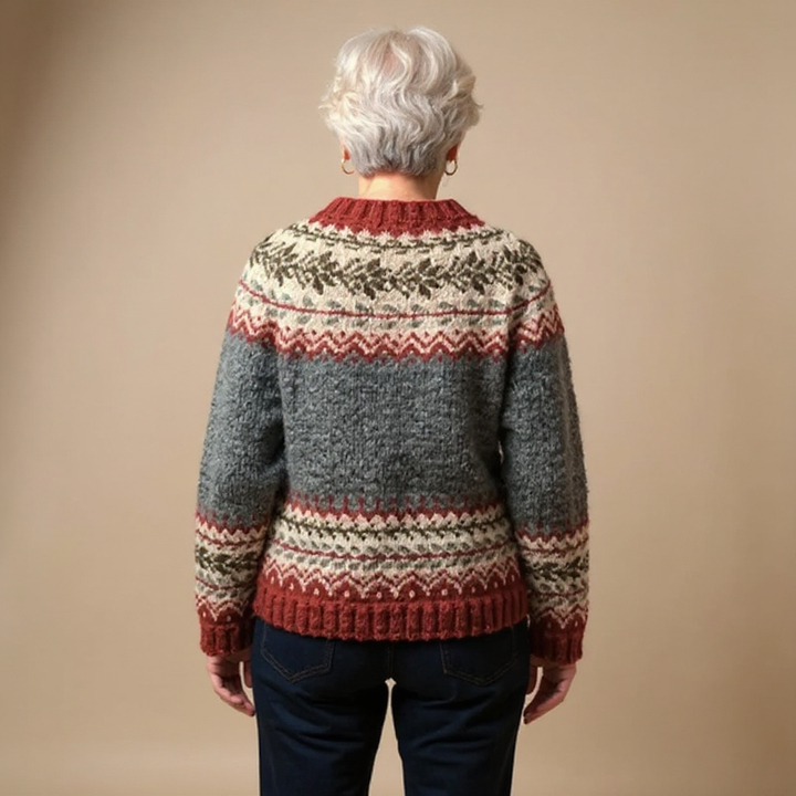 Elaine – Fair Isle Knit Button-Up Cardigan