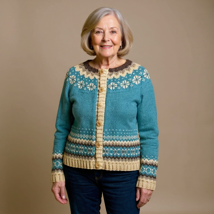 Linda – Fair Isle Knit Button-Up Cardigan
