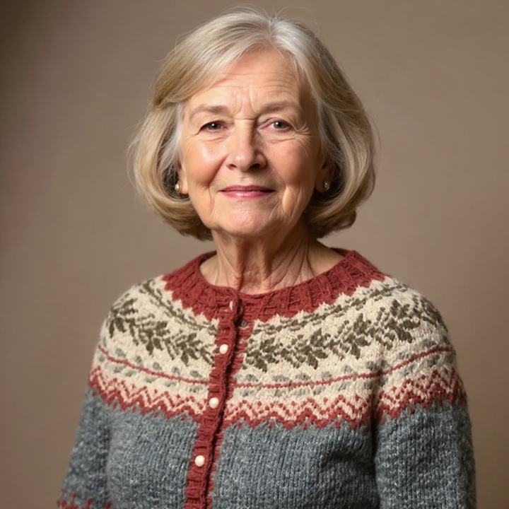 Elaine – Fair Isle Knit Button-Up Cardigan