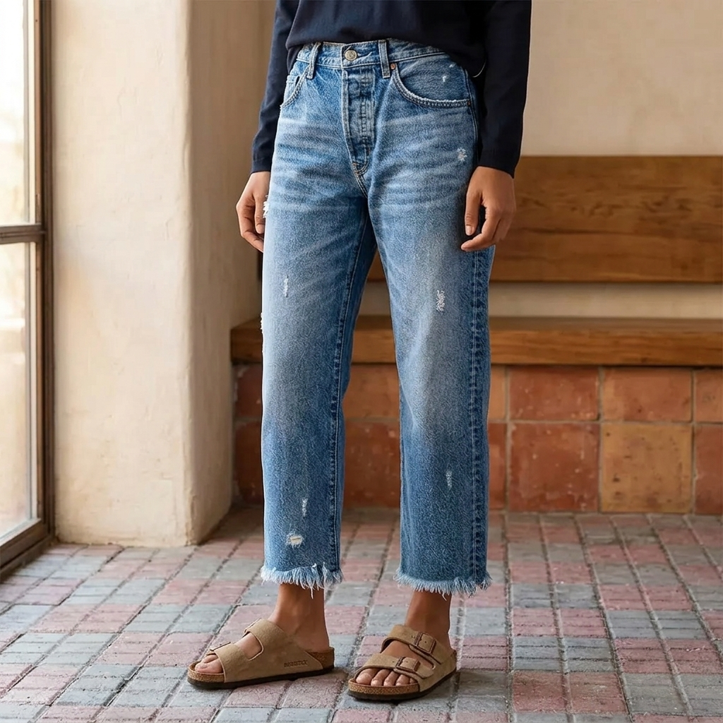 Zillah – Cropped Straight Leg Fringed Jeans