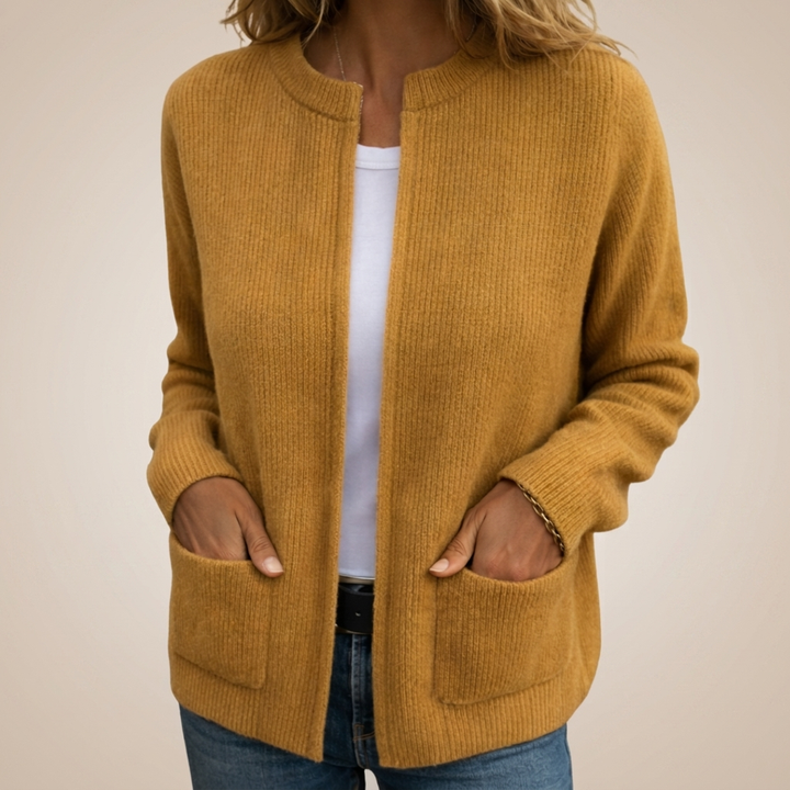 Gladys – Ribbed Open-Front Cardigan