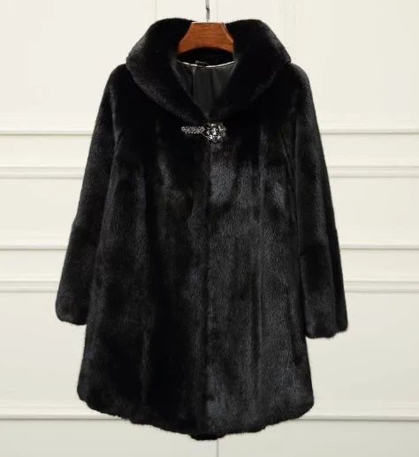 Theresa – Plush Faux Fur Hooded Coat