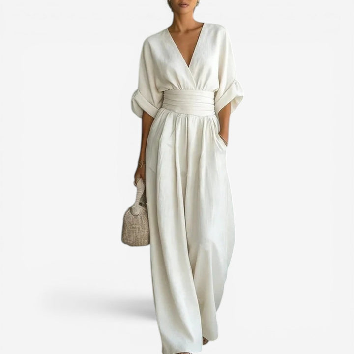 Genevieve – Wide Leg Cinched Waist Jumpsuit