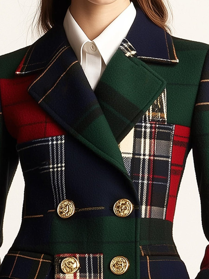 Nuala – Patchwork Tartan Double-Breasted Blazer