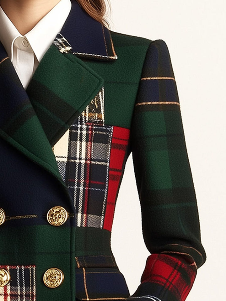 Nuala – Patchwork Tartan Double-Breasted Blazer