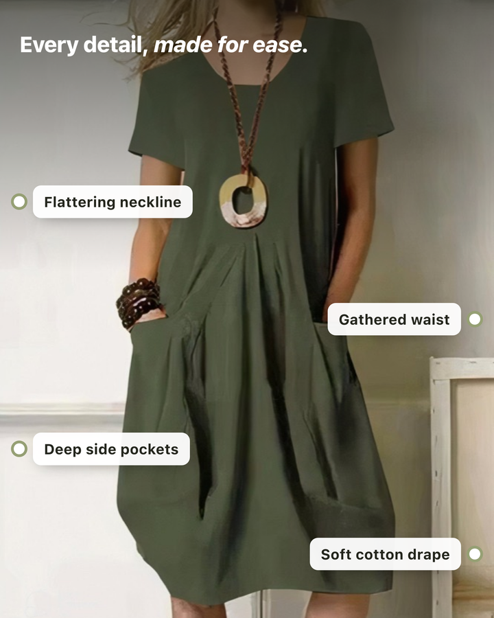 Dorothea – Relaxed Casual Midi Dress with Pockets