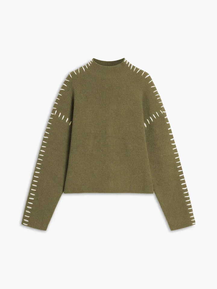 Mhairi – Oversized Ribbed Jumper with Whipstitch Detail