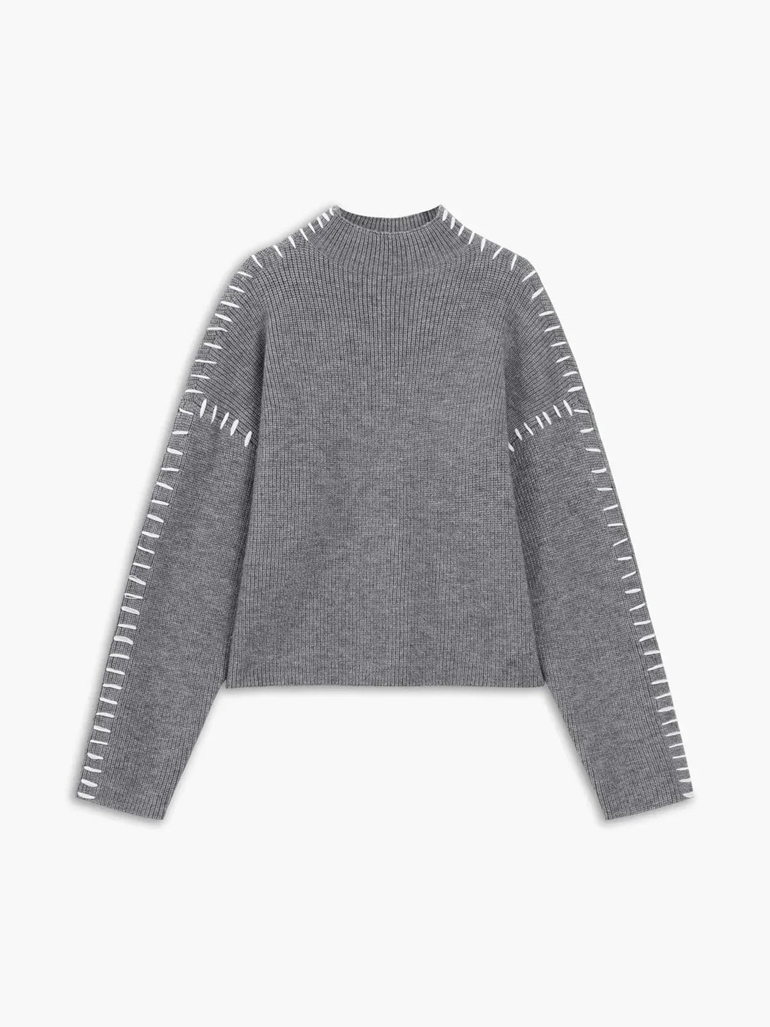 Mhairi – Oversized Ribbed Jumper with Whipstitch Detail