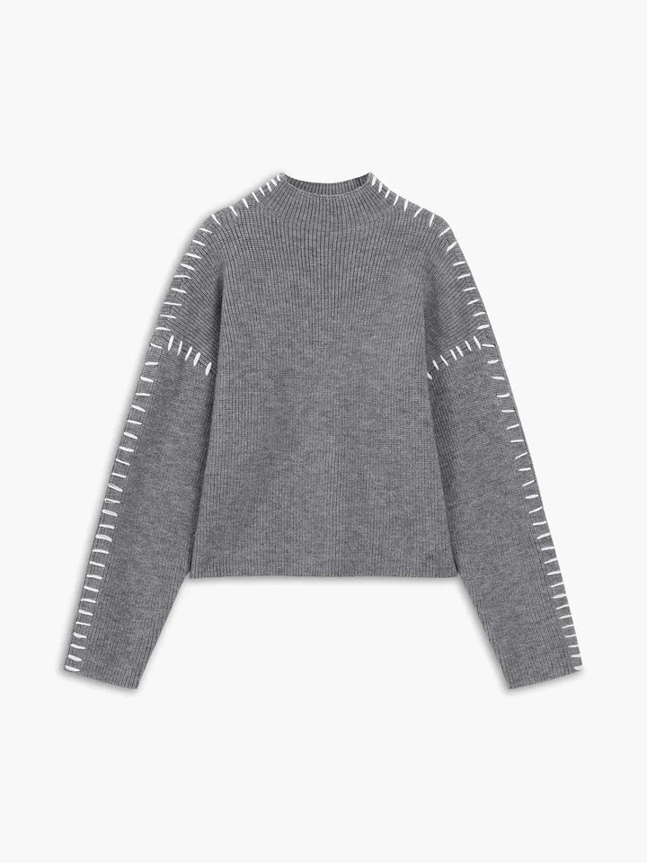 Mhairi – Oversized Ribbed Jumper with Whipstitch Detail