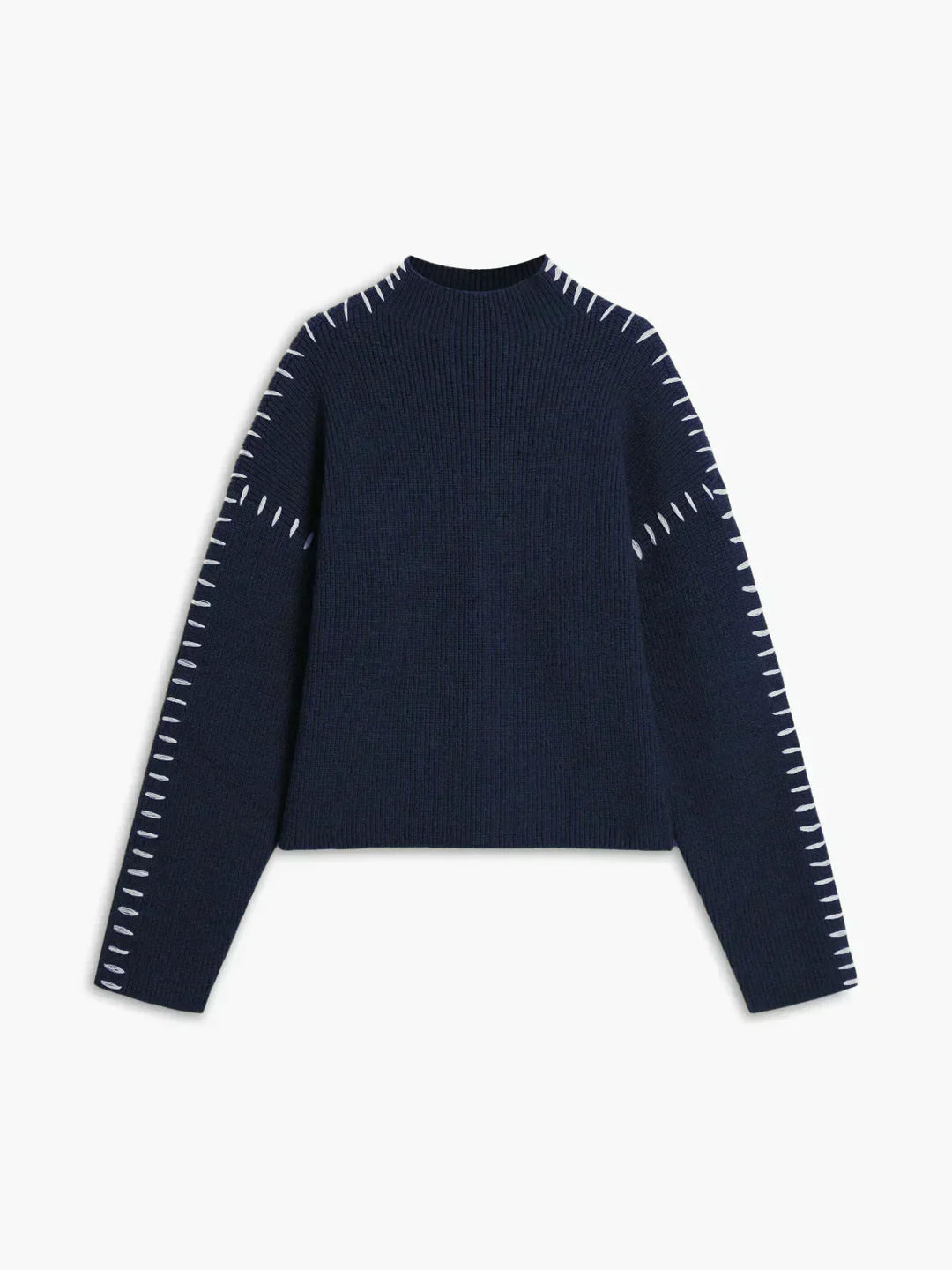 Mhairi – Oversized Ribbed Jumper with Whipstitch Detail