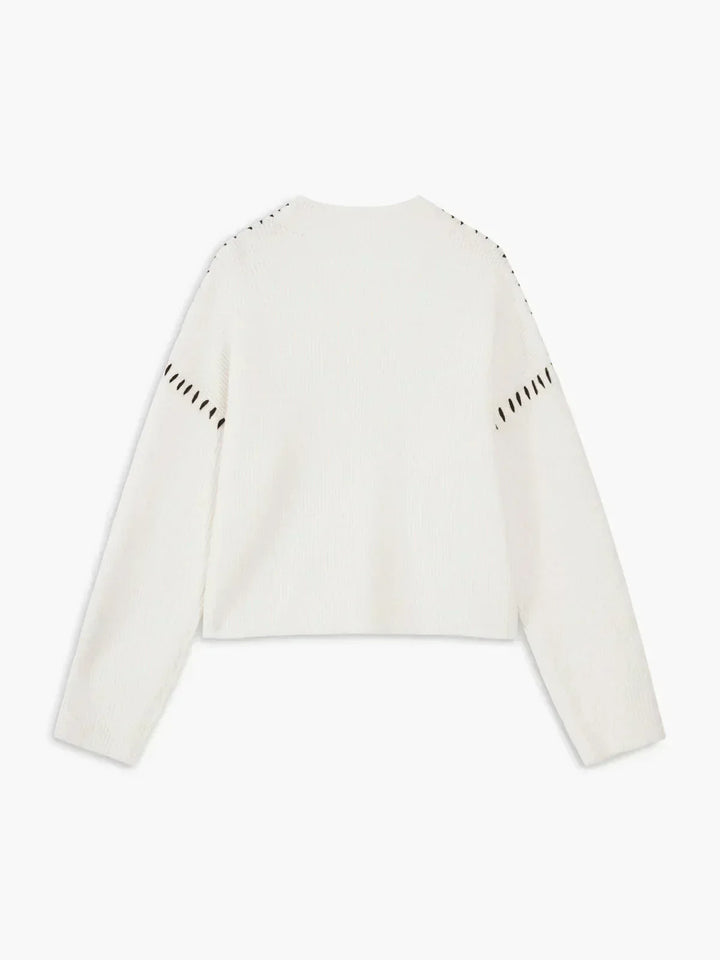 Mhairi – Oversized Ribbed Jumper with Whipstitch Detail