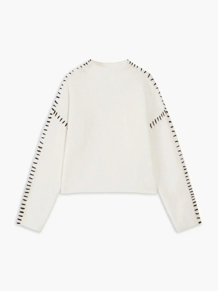 Mhairi – Oversized Ribbed Jumper with Whipstitch Detail