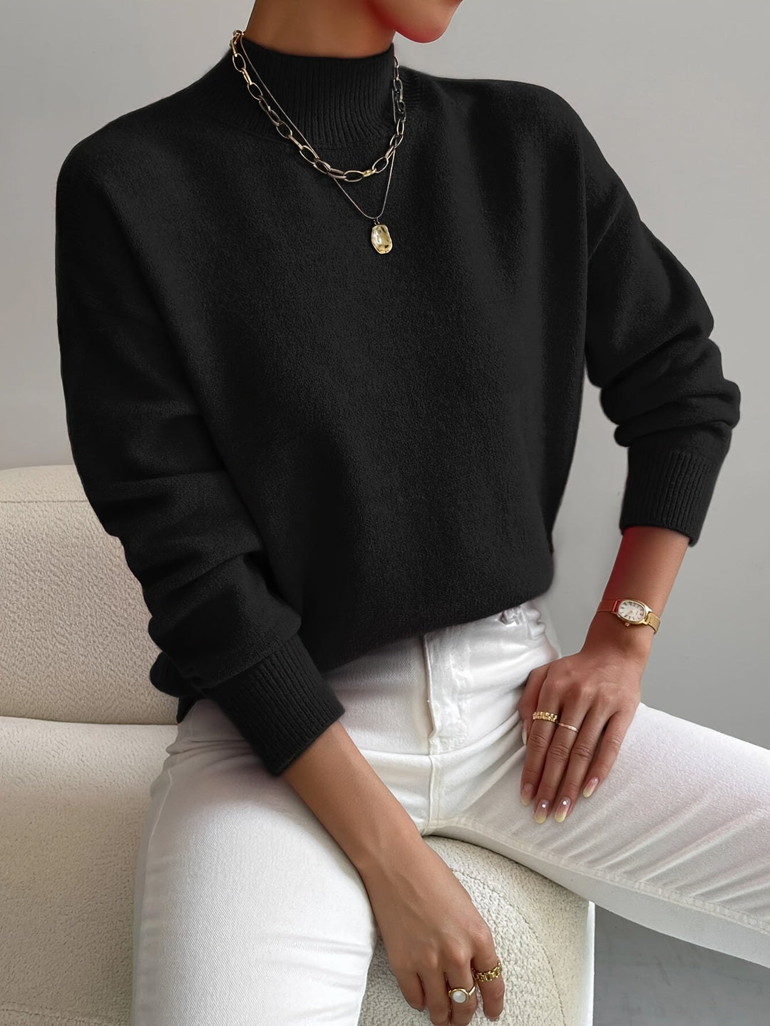 Verity – Mock Neck Knit Jumper