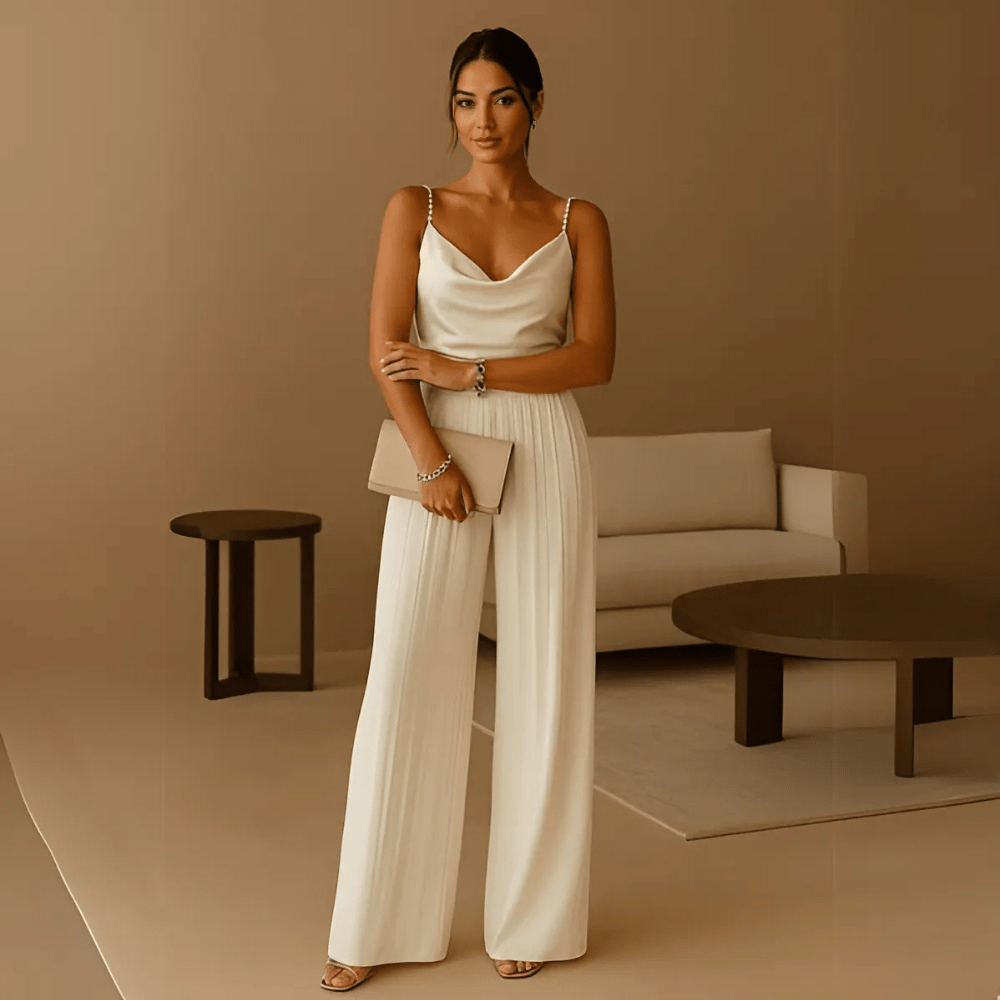 Clodagh – Pearl Strap Wide-Leg Jumpsuit