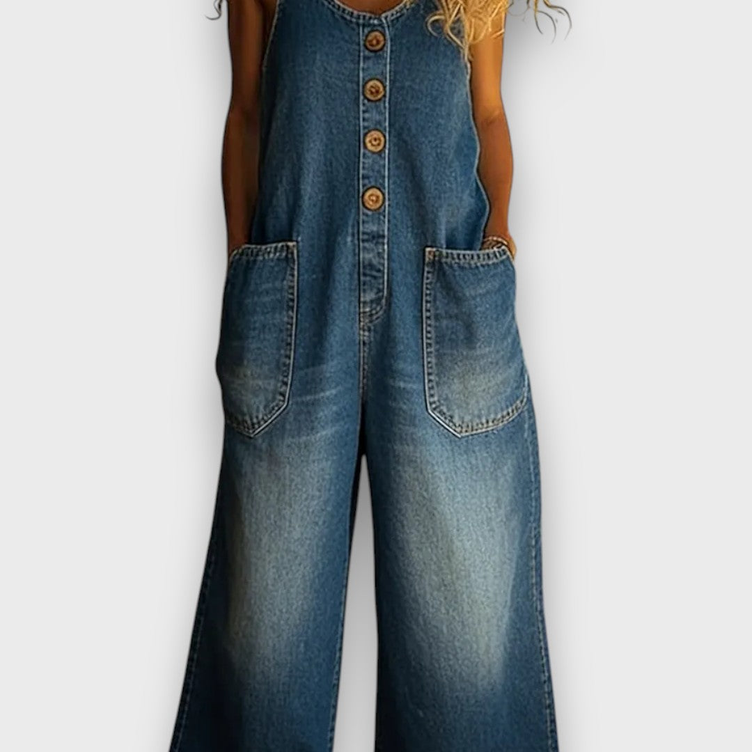 Iona – Relaxed Denim Dungaree Jumpsuit