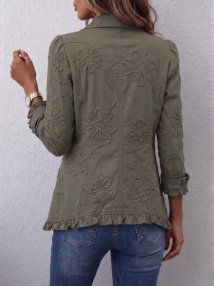 Molly – Boho Floral Embroidered Ruffled Jacket